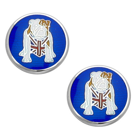 Deakin & Francis British Bulldog Union Jack Flag Sterling Silver Cufflinks