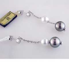 Mikimoto 8mm Akoya & 10mm Black South Sea Pearls in Motion Dangle Drop Earrings PEL 644 ABDW