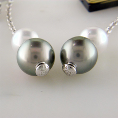 Mikimoto 8mm Akoya & 10mm Black South Sea Pearls in Motion Dangle Drop Earrings PEL 644 ABDW