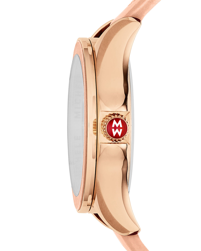 Michele Cape Topaz Rose Gold Tone Pink Sunray Dial Watch