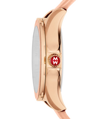 Michele Cape Topaz Rose Gold Tone Pink Sunray Dial Watch