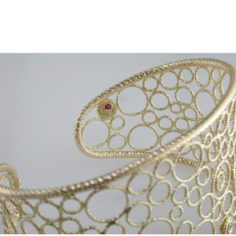 Roberto Coin Bollicine Diamond Cuff Bracelet 18K Yellow Gold