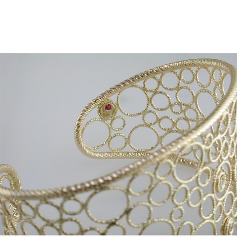 Roberto Coin Bollicine Diamond Cuff Bracelet 18K Yellow Gold
