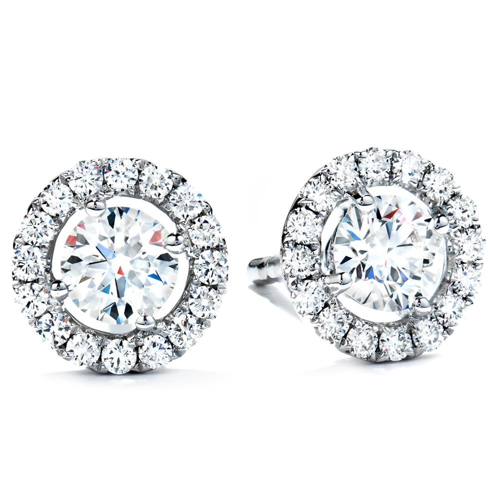 Hearts on Fire Repertoire Round Diamond Halo Stud Earrings .55ctw 18K