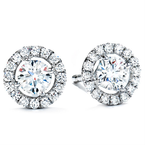 Hearts on Fire Repertoire Round Diamond Halo Stud Earrings .55ctw 18K