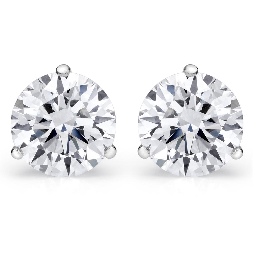 Forevermark Round Ideal Cut Diamond 3 Prong Martini Stud Earrings .38 carats