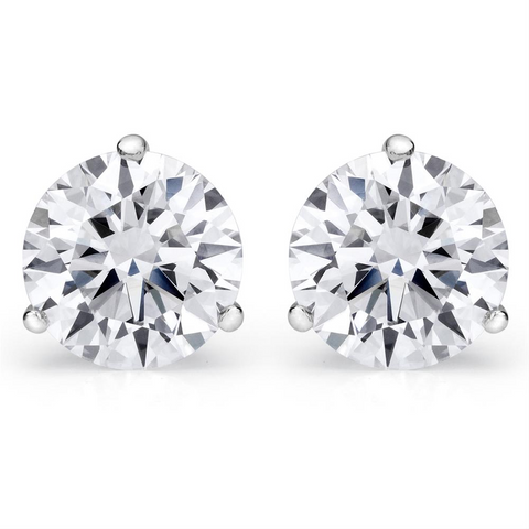 Forevermark Round Ideal Cut Diamond 3 Prong Martini Stud Earrings .38 carats