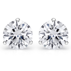 Forevermark Round Ideal Cut Diamond 3 Prong Martini Stud Earrings .38 carats