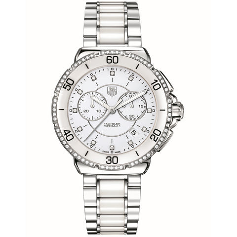 TAG Heuer Formula 1 Steel Ceramic Diamond Chronograph 41mm White Watch CAH1213.BA0863
