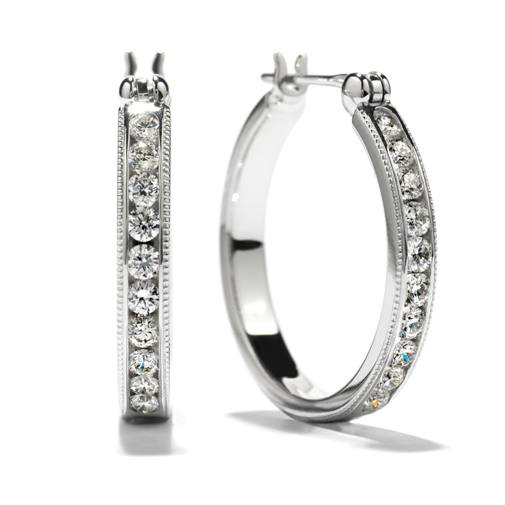 Hearts on Fire Milgrain Diamond Hoop Earrings 18K