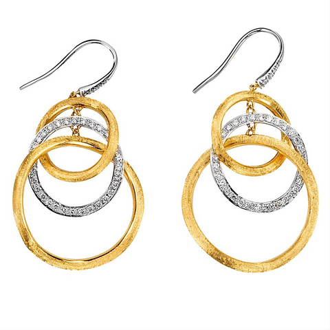 Marco Bicego Jaipur Link White Yellow Gold Diamond Dangle Earrings