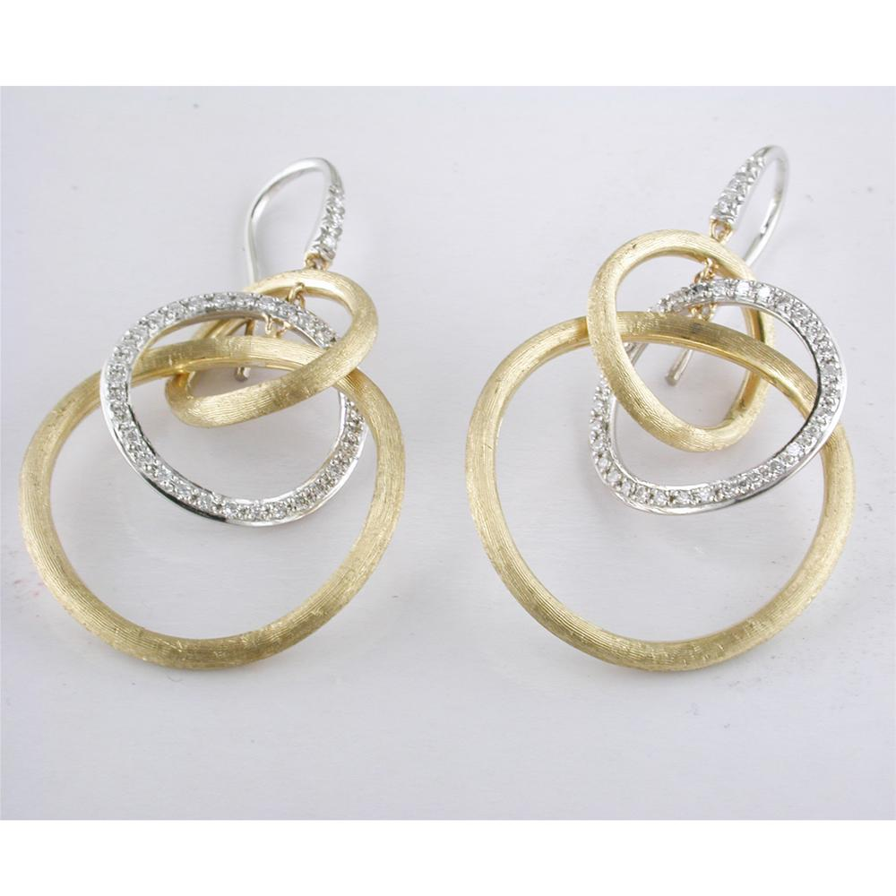 Marco Bicego Jaipur Link White Yellow Gold Diamond Dangle Earrings