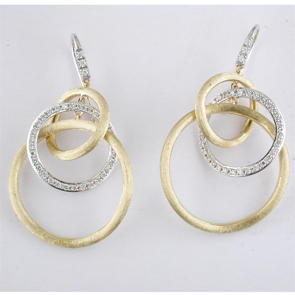 Marco Bicego Jaipur Link White Yellow Gold Diamond Dangle Earrings