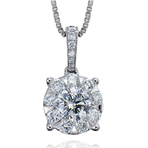 Memoire Diamond Bouquets Four Prong Solitaire Pendant Necklace MBQ68P