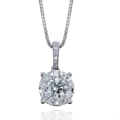 Memoire Diamond Bouquets Four Prong Solitaire Pendant Necklace MBQ68P