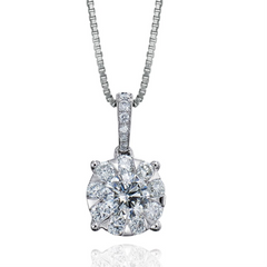 Memoire Diamond Bouquets Four Prong Solitaire Pendant Necklace MBQ68P