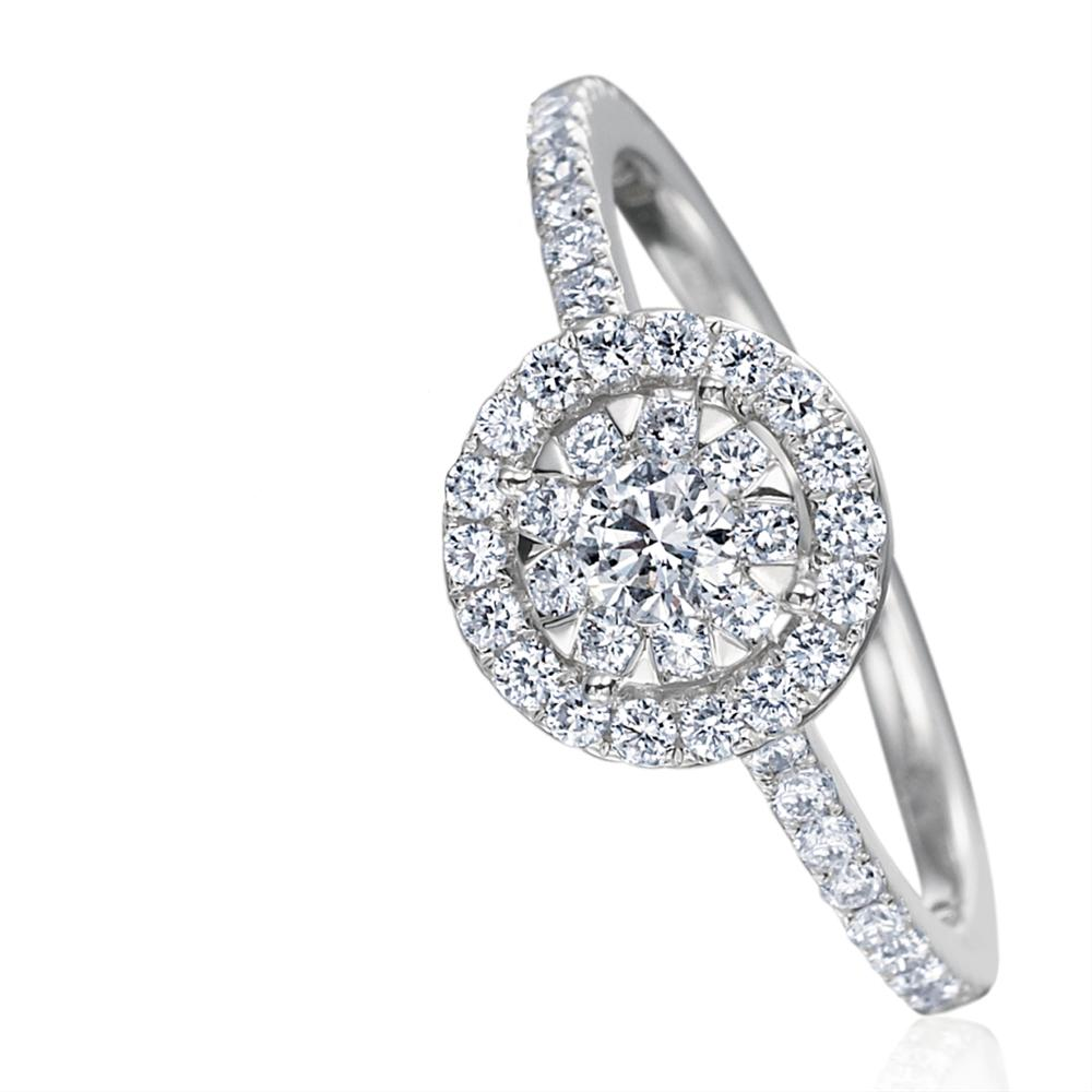 Memoire Bouquets Diamond Halo Engagement Ring