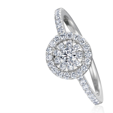 Memoire Bouquets Diamond Halo Engagement Ring