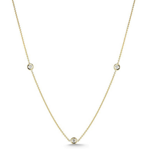 Roberto Coin DIAMONDS BY THE INCH 3 STATION DIAMOND NECKLACE Yellow Gold