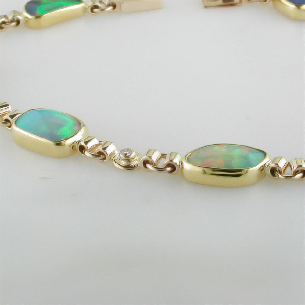Ethiopian Freeform Opal 18K Yellow Gold & Diamond Bracelet
