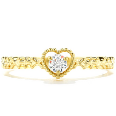 Hearts on Fire Petite Beaded Diamond Heart Stackable Ring Yellow Gold