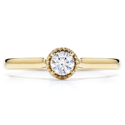 Hearts on Fire Diamond Bar Beaded Gallery 18K Yellow Gold Ring
