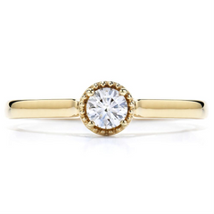 Hearts on Fire Diamond Bar Beaded Gallery 18K Yellow Gold Ring