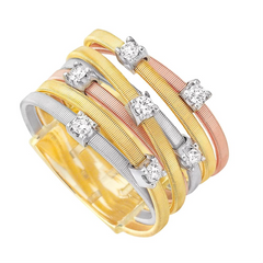 Marco Bicego Goa Seven Row Tri-color Gold Diamond Ring