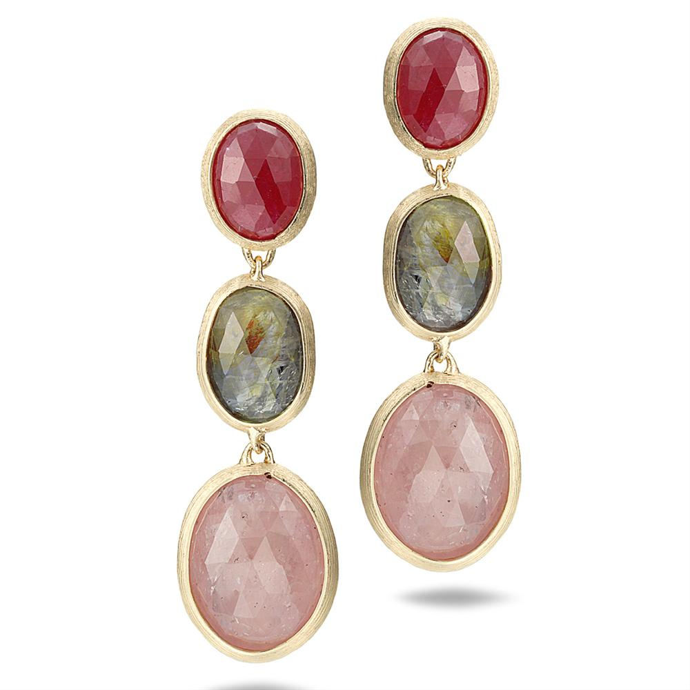 Marco Bicego Siviglia Pink & Yellow Sapphire Drop Yellow Gold Earrings