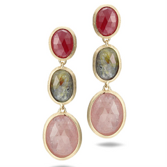 Marco Bicego Siviglia Pink & Yellow Sapphire Drop Yellow Gold Earrings