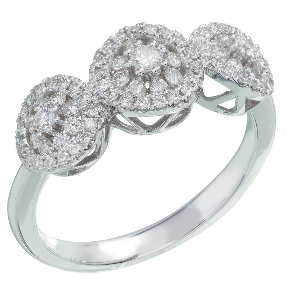 Memoire Three Stone Diamond Glitter Engagement Ring White Gold