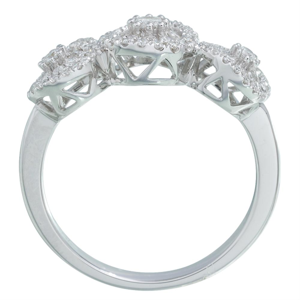 Memoire Three Stone Diamond Glitter Engagement Ring White Gold