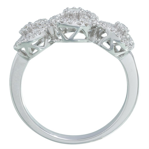 Memoire Three Stone Diamond Glitter Engagement Ring White Gold