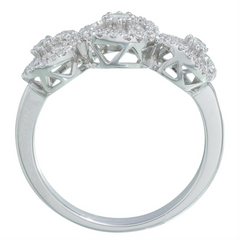 Memoire Three Stone Diamond Glitter Engagement Ring White Gold
