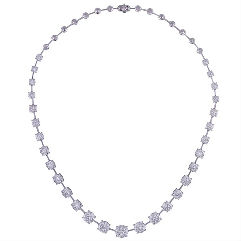 Memoire Diamond Bouquet Tennis Necklace 18K White Gold