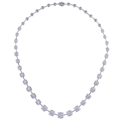 Memoire Diamond Bouquet Tennis Necklace 18K White Gold