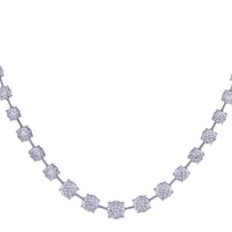 Memoire Diamond Bouquet Tennis Necklace 18K White Gold