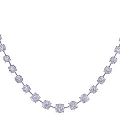 Memoire Diamond Bouquet Tennis Necklace 18K White Gold
