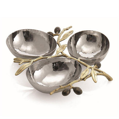 Michael Aram Olive Branch Gold Triple Compartment Dish 175126