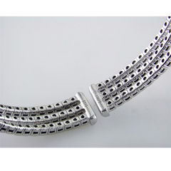 18K White Gold Triple Row Diamond Cuff Bracelet 3.15 Carats