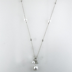 Mikimoto Petite Soleil Diamond & Pearl Necklace Triple Drop Pendant