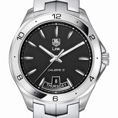 TAG Heuer LINK Calibre 5 Day-Date Automatic Black Dial Watch 42mm WAT2010.BA0951