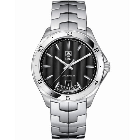 TAG Heuer LINK Calibre 5 Day-Date Automatic Black Dial Watch 42mm WAT2010.BA0951