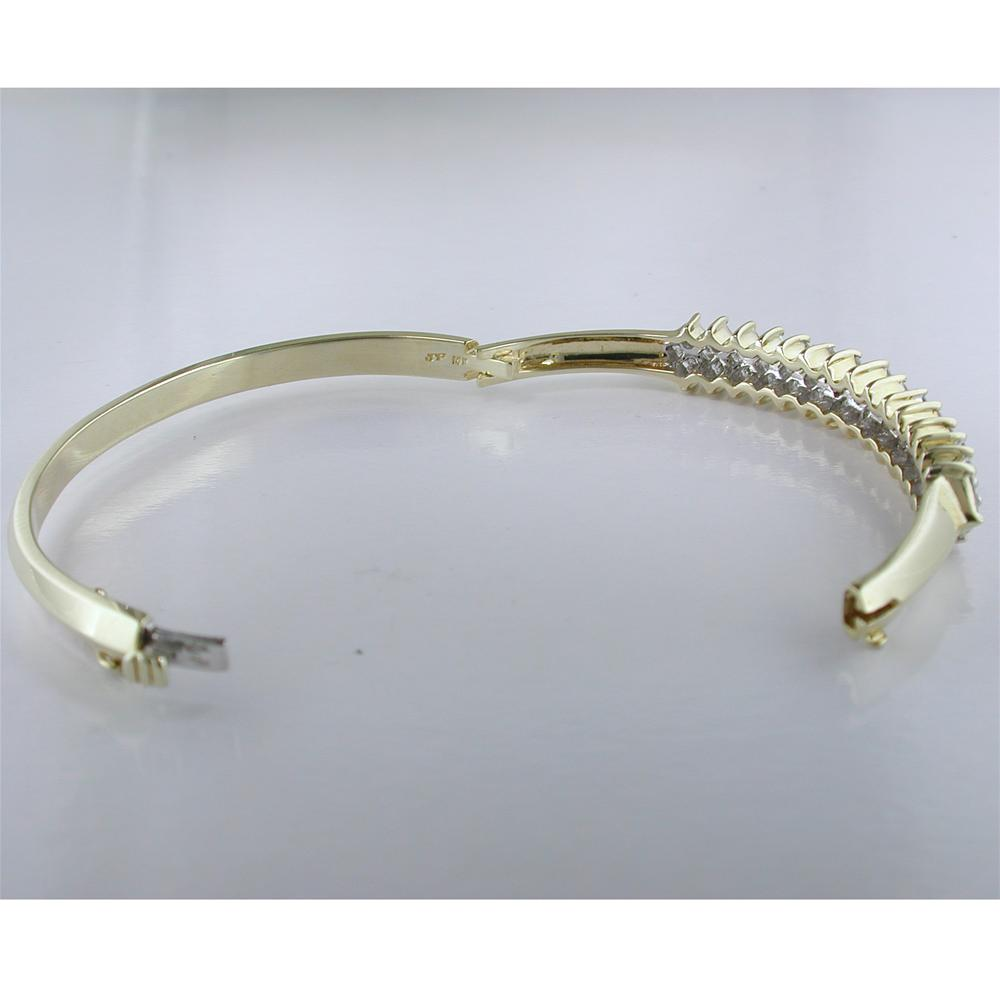 Estate Vintage 14K Yellow Gold Princess Diamond Bangle Bracelet 5 Carats