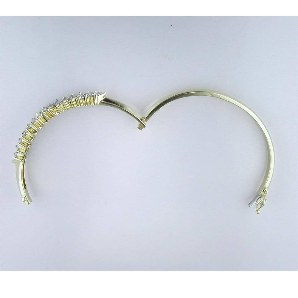 Estate Vintage 14K Yellow Gold Princess Diamond Bangle Bracelet 5 carats