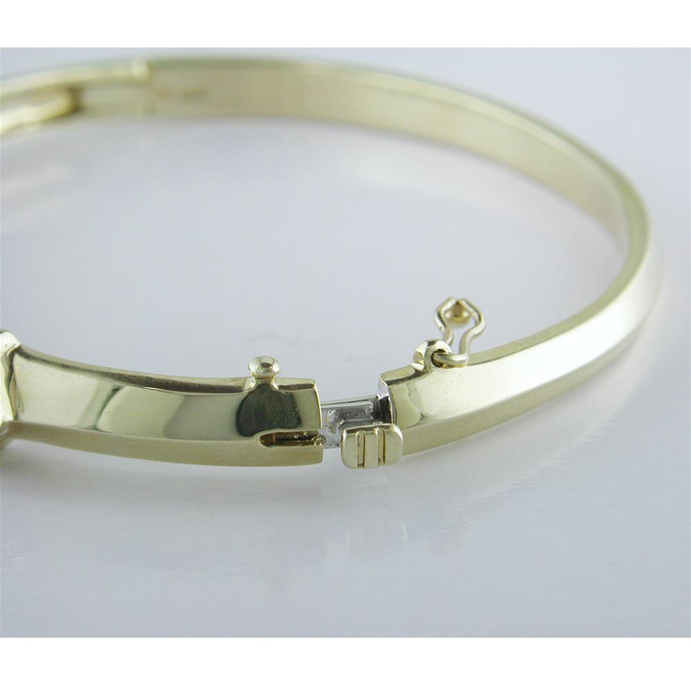 Estate Vintage 14K Yellow Gold Princess Diamond Bangle Bracelet 5 carats