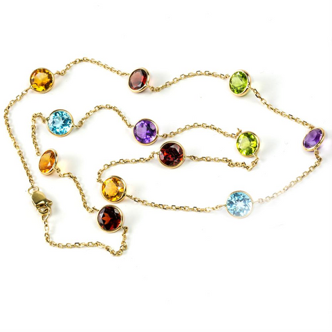 Color Gemstones By the Yard Necklace Chain 14K Yellow Gold