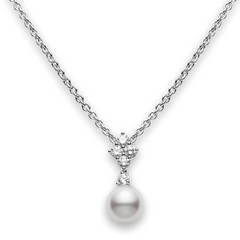 Mikimoto Classic Elegance White Akoya Pearl & Diamond Pendant White Gold