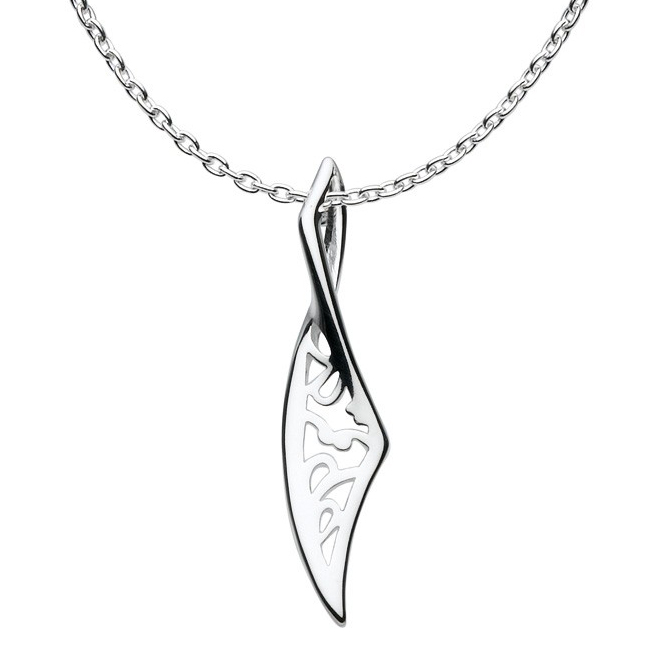 Kit Heath Sterling Silver Flourish Small Blossom Twist Drop Necklace Pendant