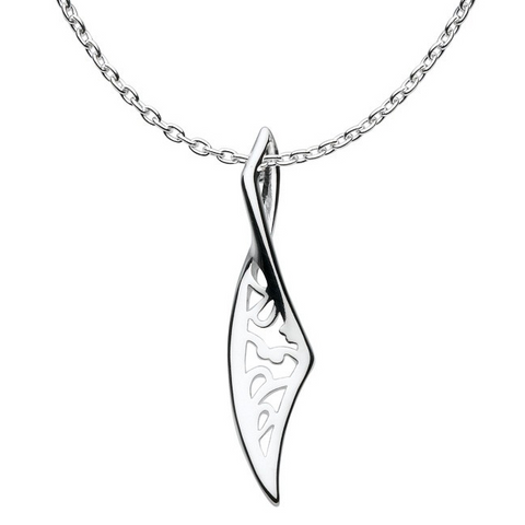 Kit Heath Sterling Silver Flourish Small Blossom Twist Drop Necklace Pendant